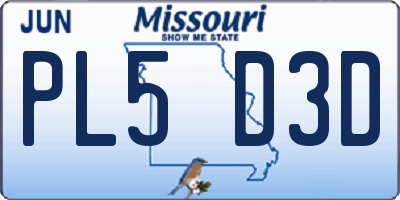 MO license plate PL5D3D
