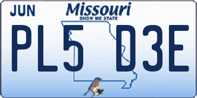 MO license plate PL5D3E
