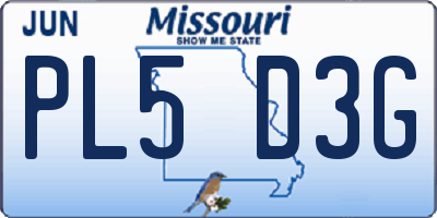 MO license plate PL5D3G