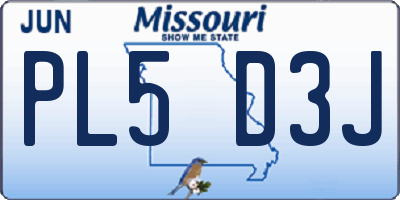 MO license plate PL5D3J