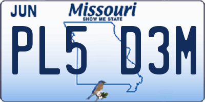 MO license plate PL5D3M