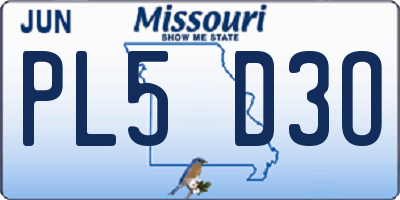 MO license plate PL5D3O
