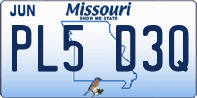 MO license plate PL5D3Q