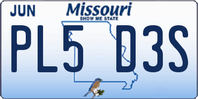MO license plate PL5D3S