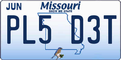 MO license plate PL5D3T