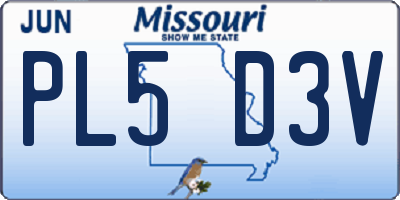 MO license plate PL5D3V