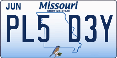 MO license plate PL5D3Y