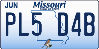 MO license plate PL5D4B