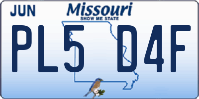 MO license plate PL5D4F