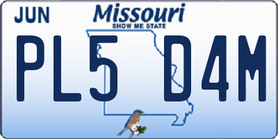 MO license plate PL5D4M