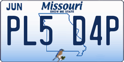 MO license plate PL5D4P