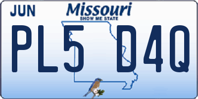 MO license plate PL5D4Q