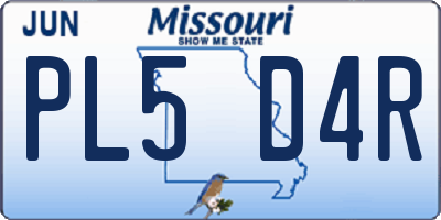 MO license plate PL5D4R