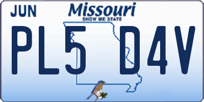 MO license plate PL5D4V