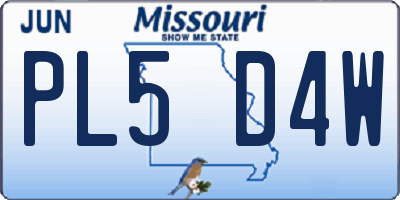 MO license plate PL5D4W