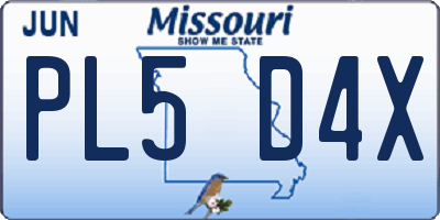 MO license plate PL5D4X