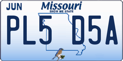 MO license plate PL5D5A