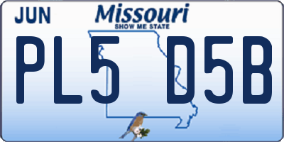 MO license plate PL5D5B