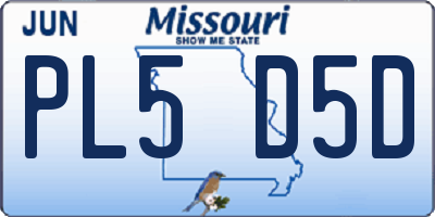 MO license plate PL5D5D