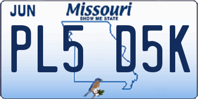 MO license plate PL5D5K