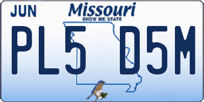 MO license plate PL5D5M