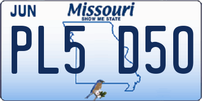 MO license plate PL5D5O