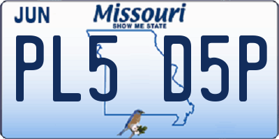 MO license plate PL5D5P
