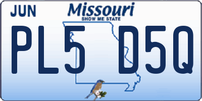 MO license plate PL5D5Q