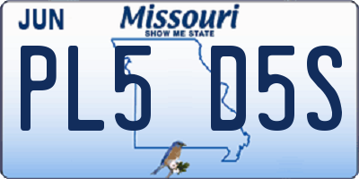 MO license plate PL5D5S