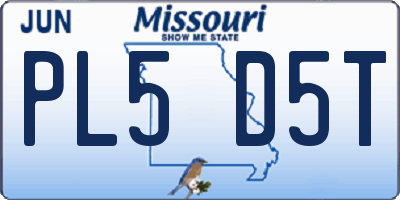MO license plate PL5D5T