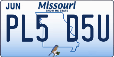 MO license plate PL5D5U