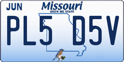 MO license plate PL5D5V