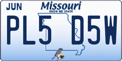MO license plate PL5D5W