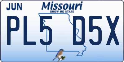 MO license plate PL5D5X