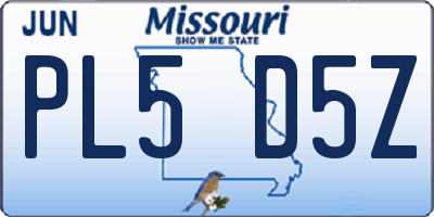 MO license plate PL5D5Z