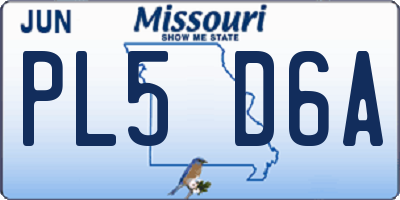 MO license plate PL5D6A