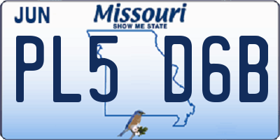 MO license plate PL5D6B