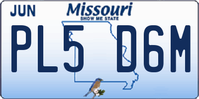 MO license plate PL5D6M