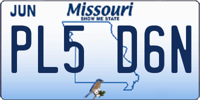 MO license plate PL5D6N