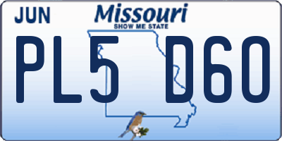 MO license plate PL5D6O