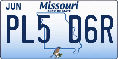 MO license plate PL5D6R