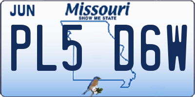 MO license plate PL5D6W