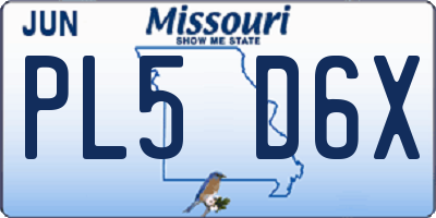 MO license plate PL5D6X
