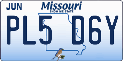 MO license plate PL5D6Y