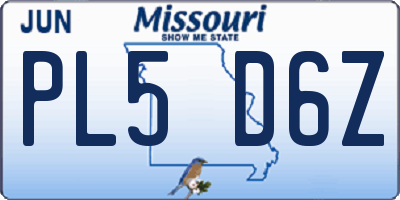 MO license plate PL5D6Z