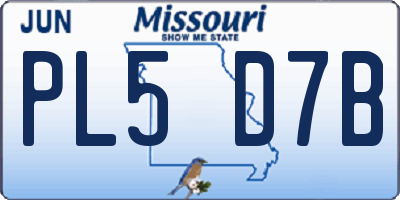 MO license plate PL5D7B