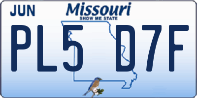 MO license plate PL5D7F