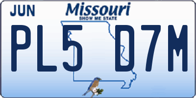 MO license plate PL5D7M