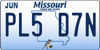 MO license plate PL5D7N