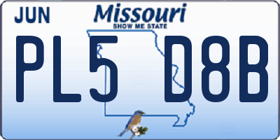 MO license plate PL5D8B